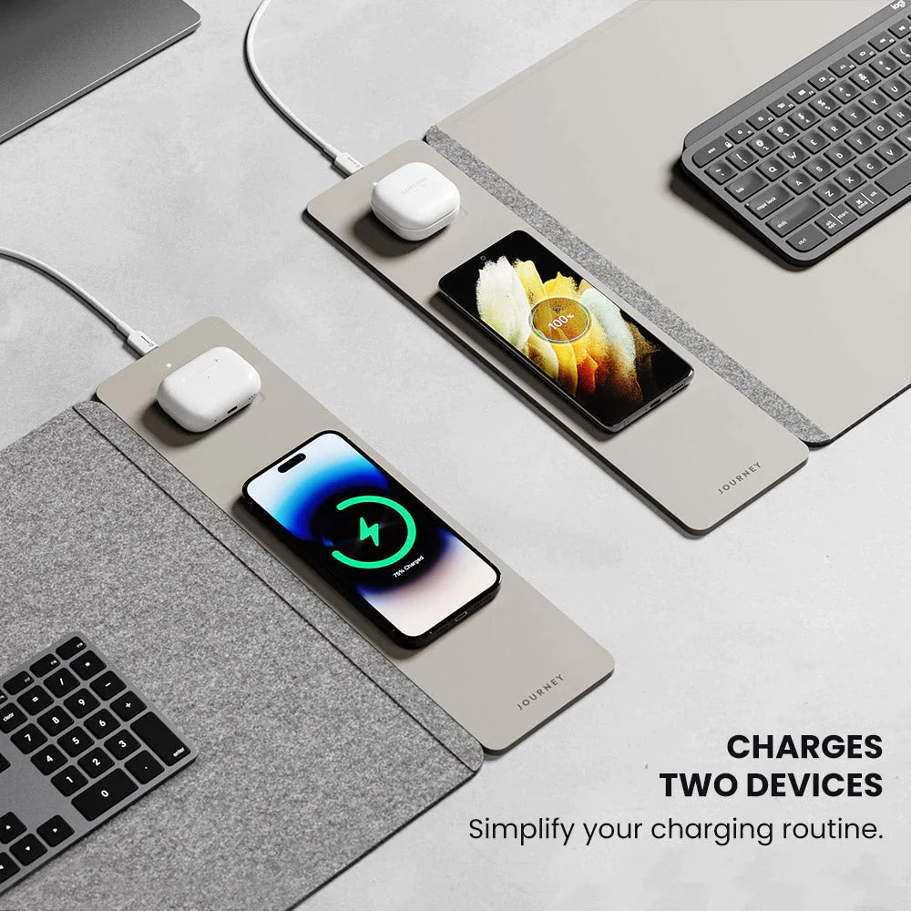 ALTI Wireless Charging Desk Mat - Light Grey