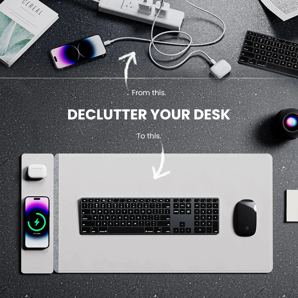 ALTI Wireless Charging Desk Mat - Light Grey