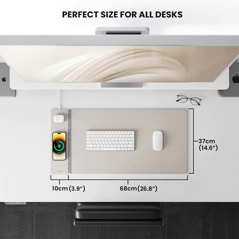 ALTI Wireless Charging Desk Mat - Light Grey