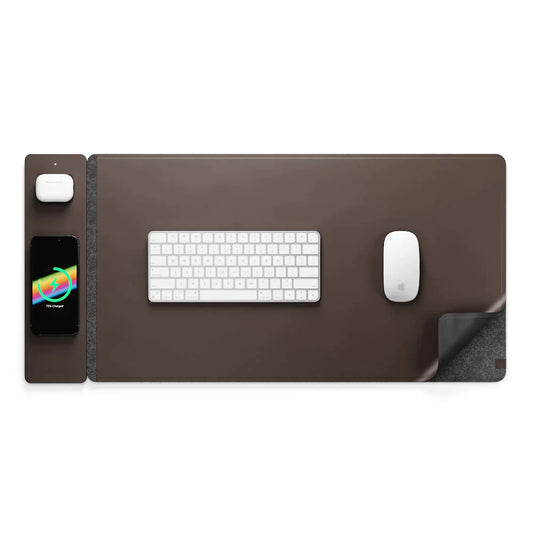 ALTI Wireless Charging Desk Mat - Dark Brown