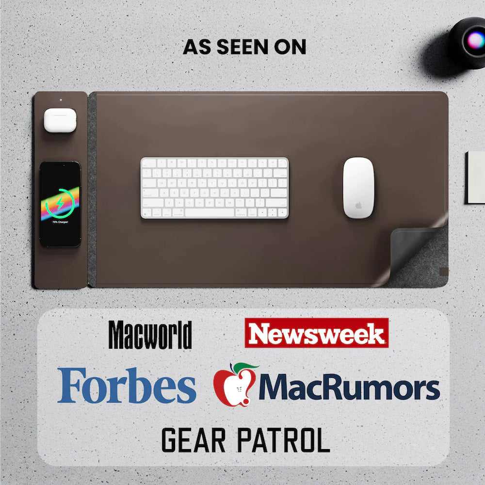 ALTI Wireless Charging Desk Mat - Dark Brown