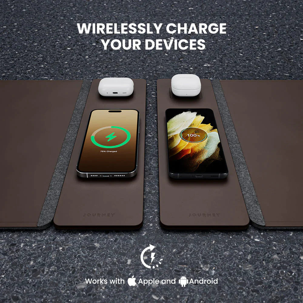 ALTI Wireless Charging Desk Mat - Dark Brown