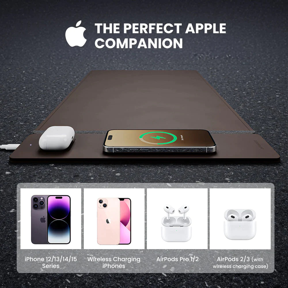 ALTI Wireless Charging Desk Mat - Dark Brown