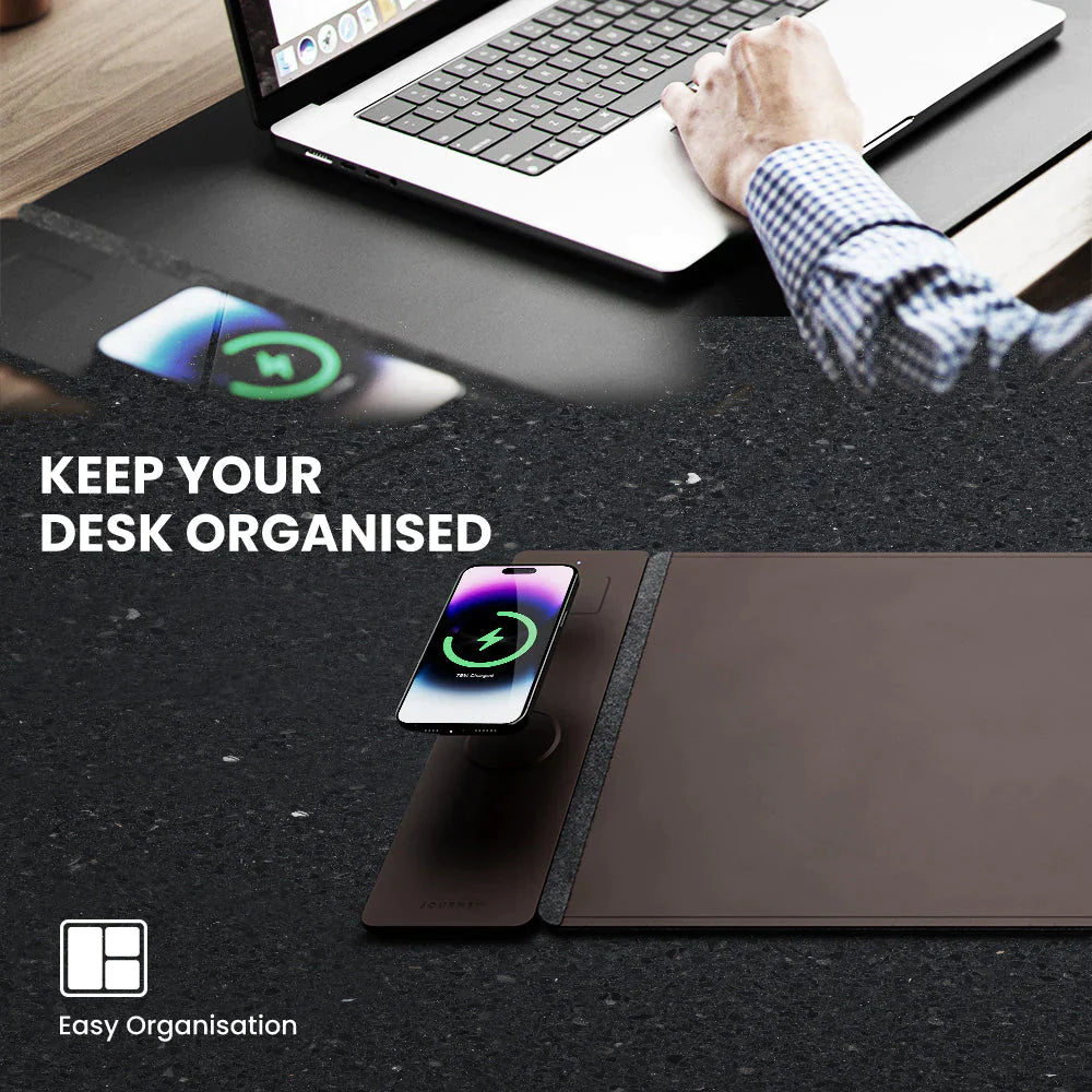 ALTI Wireless Charging Desk Mat - Dark Brown