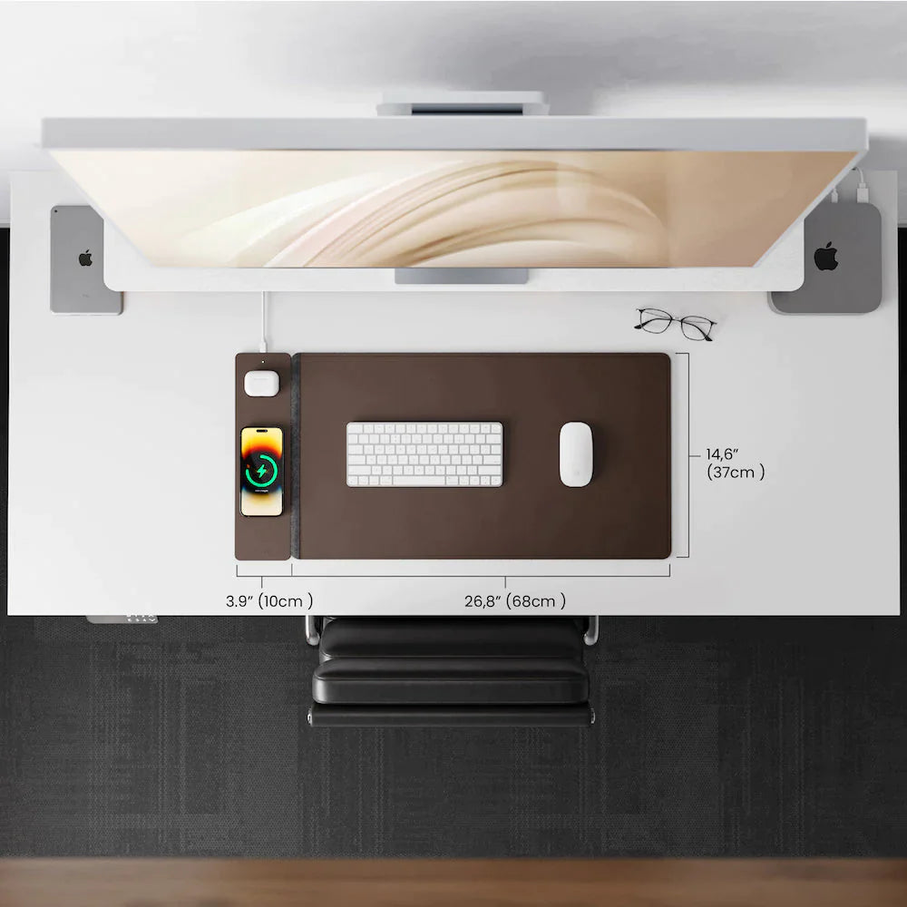 ALTI Wireless Charging Desk Mat - Dark Brown