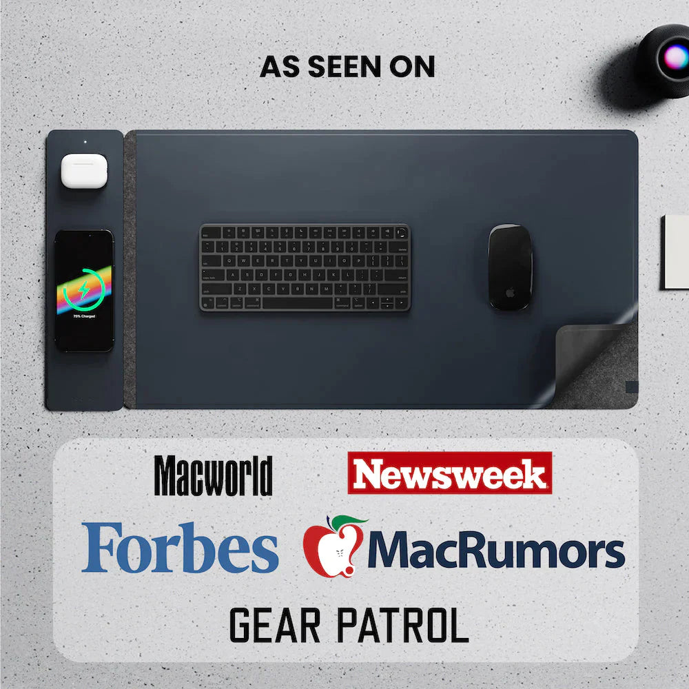 ALTI Wireless Charging Desk Mat - Navy Blue