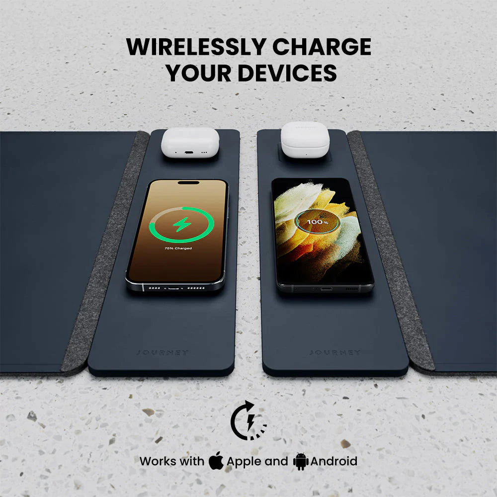 ALTI Wireless Charging Desk Mat - Navy Blue