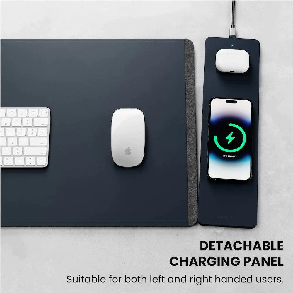 ALTI Wireless Charging Desk Mat - Navy Blue