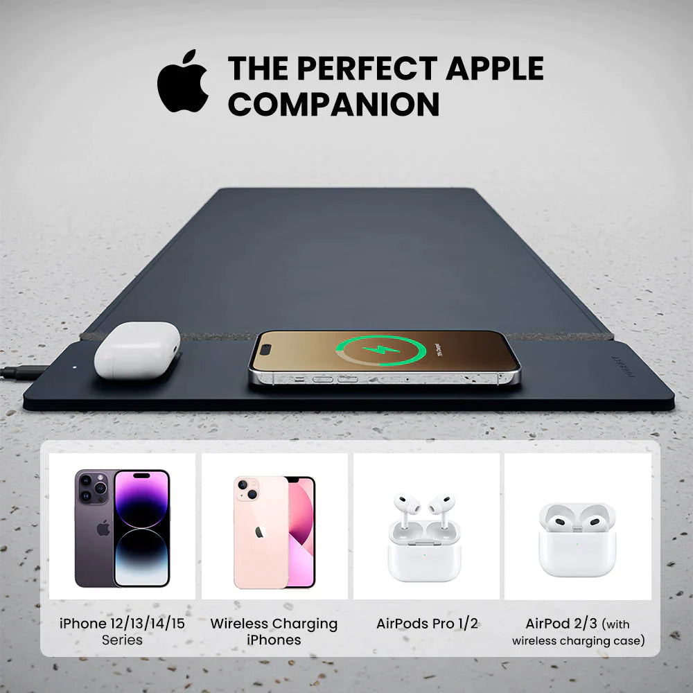 ALTI Wireless Charging Desk Mat - Navy Blue